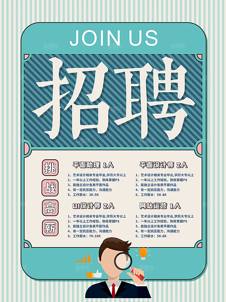 高薪招聘PSD分层海报设计