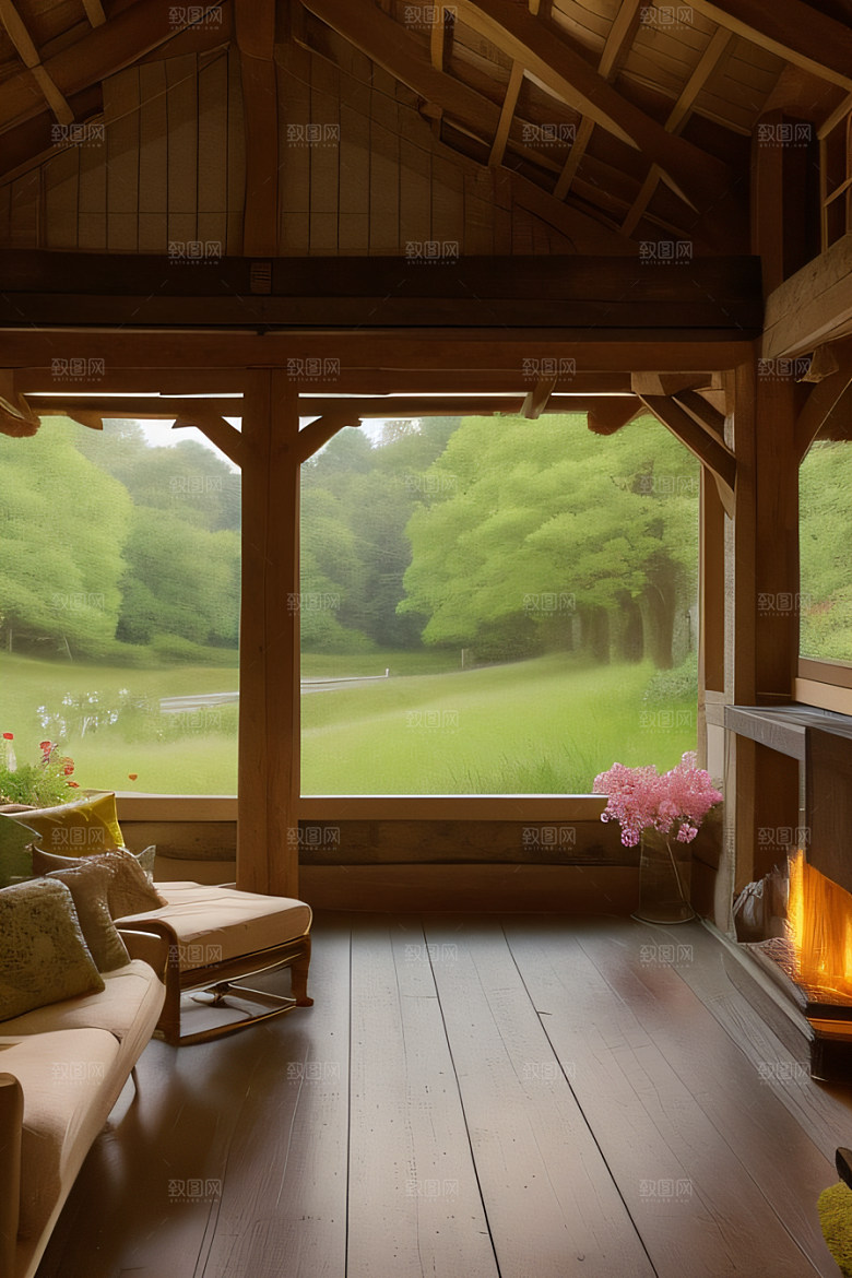 乡野风光宁静小屋中的自然之美