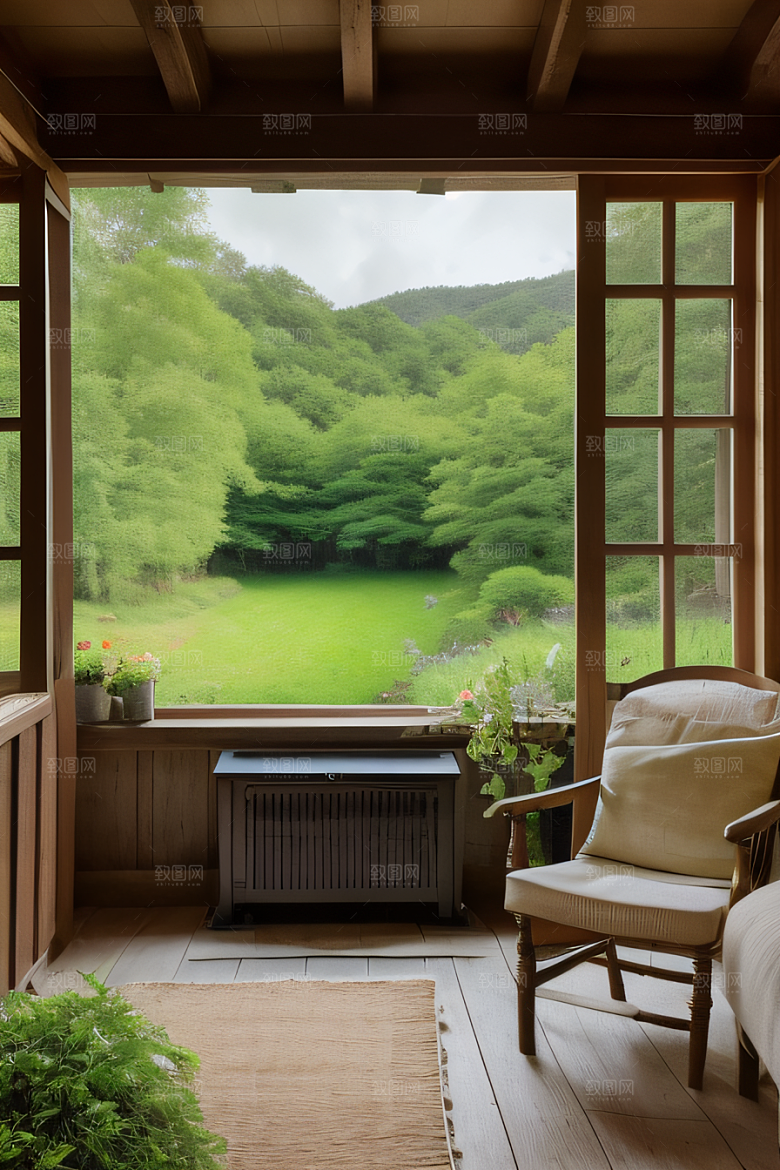 乡野风光宁静小屋中的自然之美