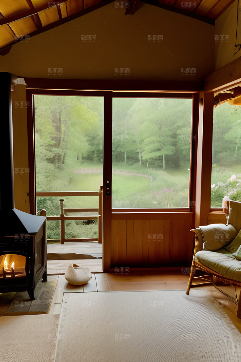 乡野风光宁静小屋中的自然之美