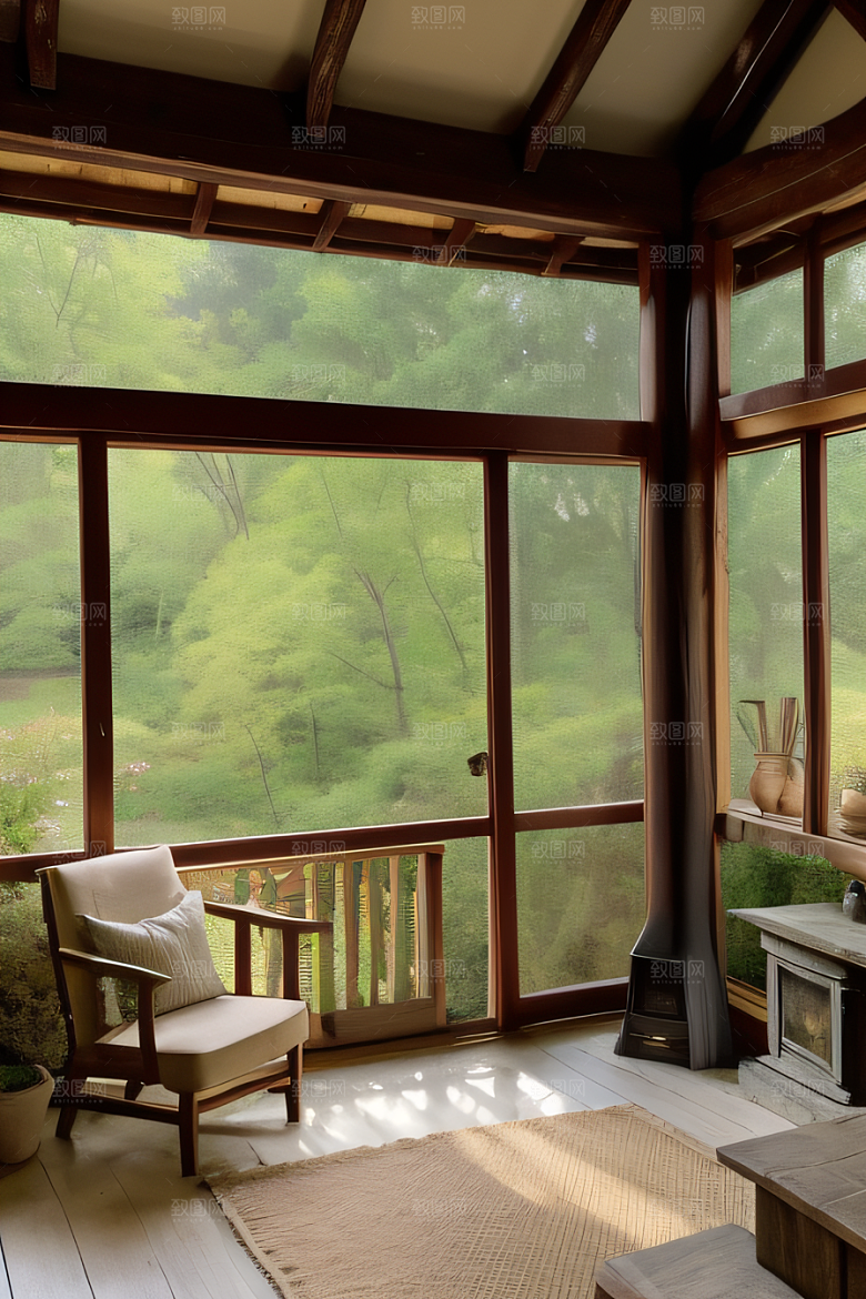 乡野风光宁静小屋中的自然之美