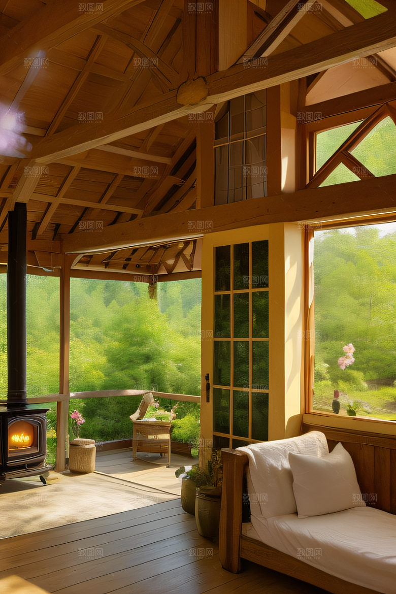 宁静乡居乡村小屋中的宜人风光