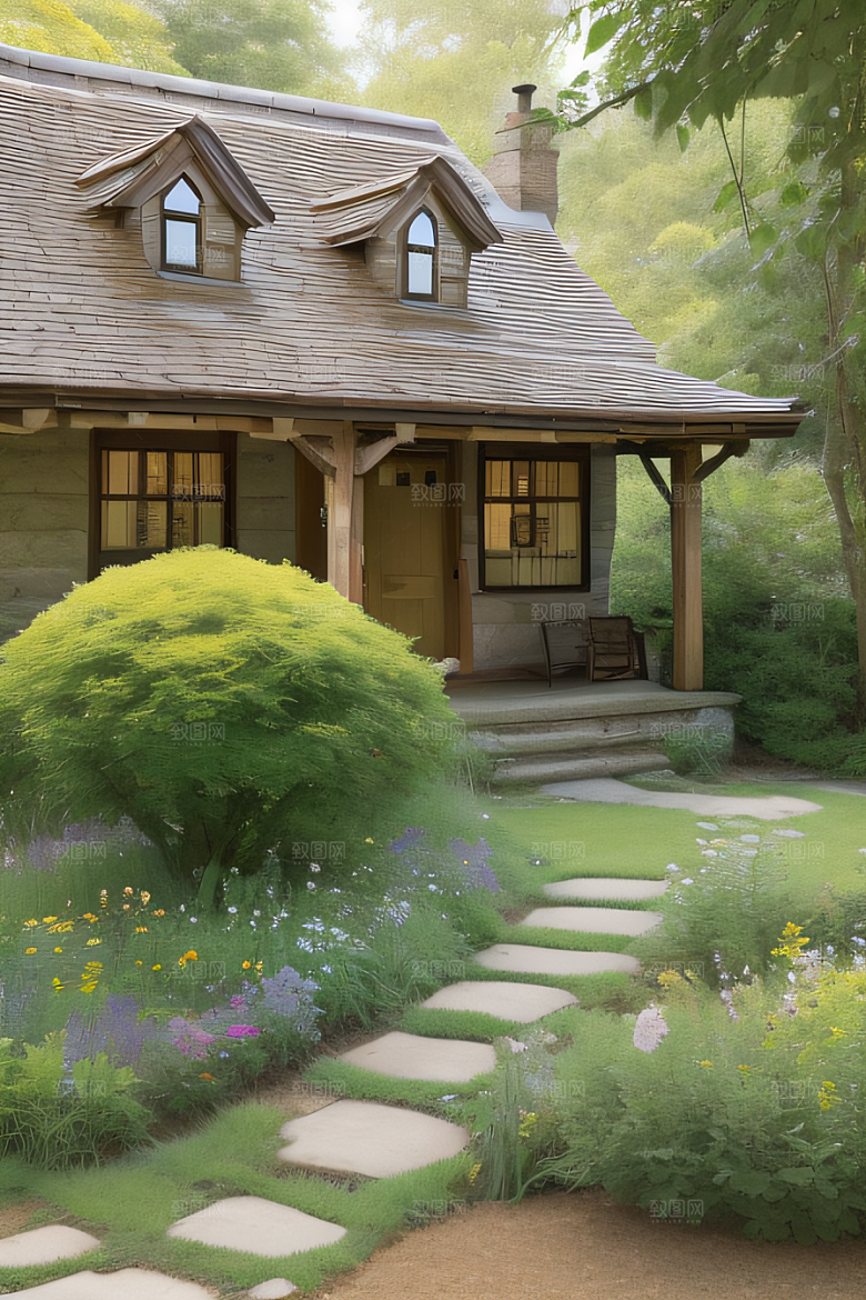 宁静乡居乡村小屋中的宜人风光