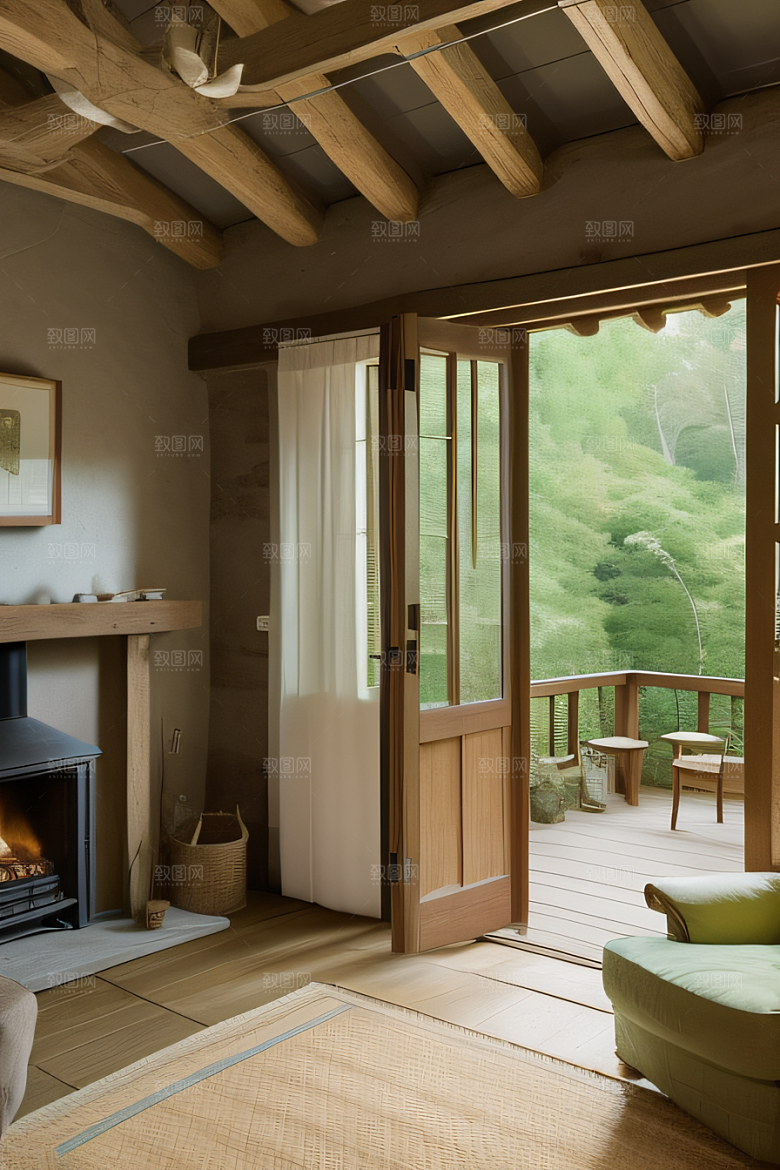 宁静乡居乡村小屋中的宜人风光