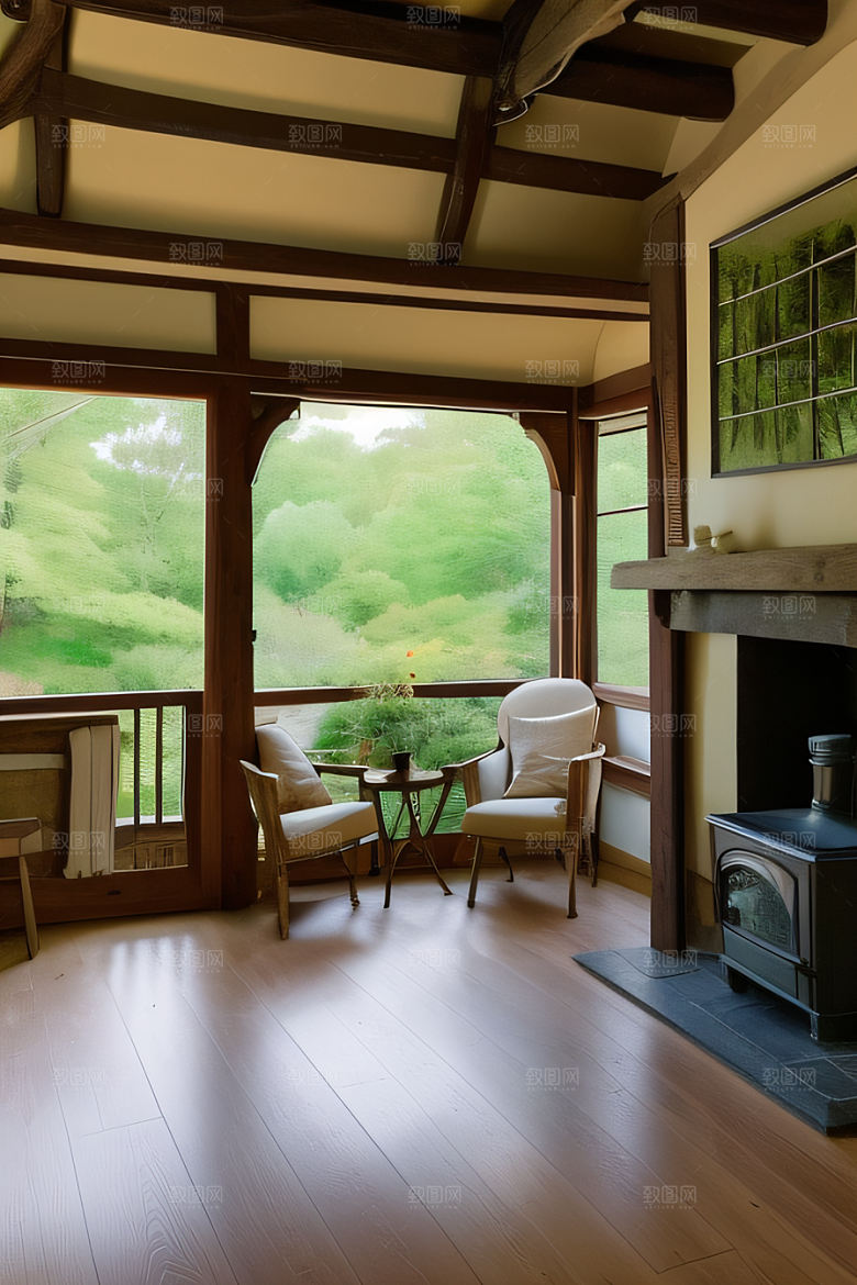 宁静乡居乡村小屋中的宜人风光