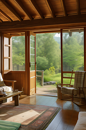 宁静乡居乡村小屋中的宜人风光