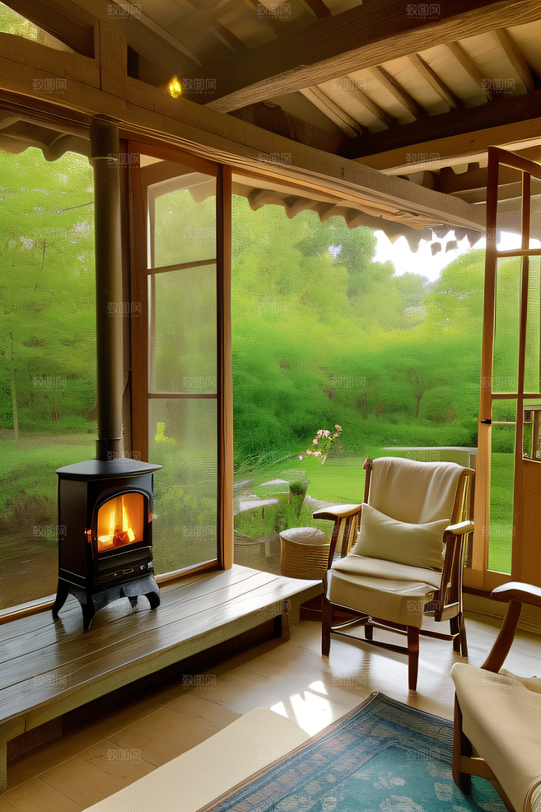 宁静乡居乡村小屋中的宜人风光