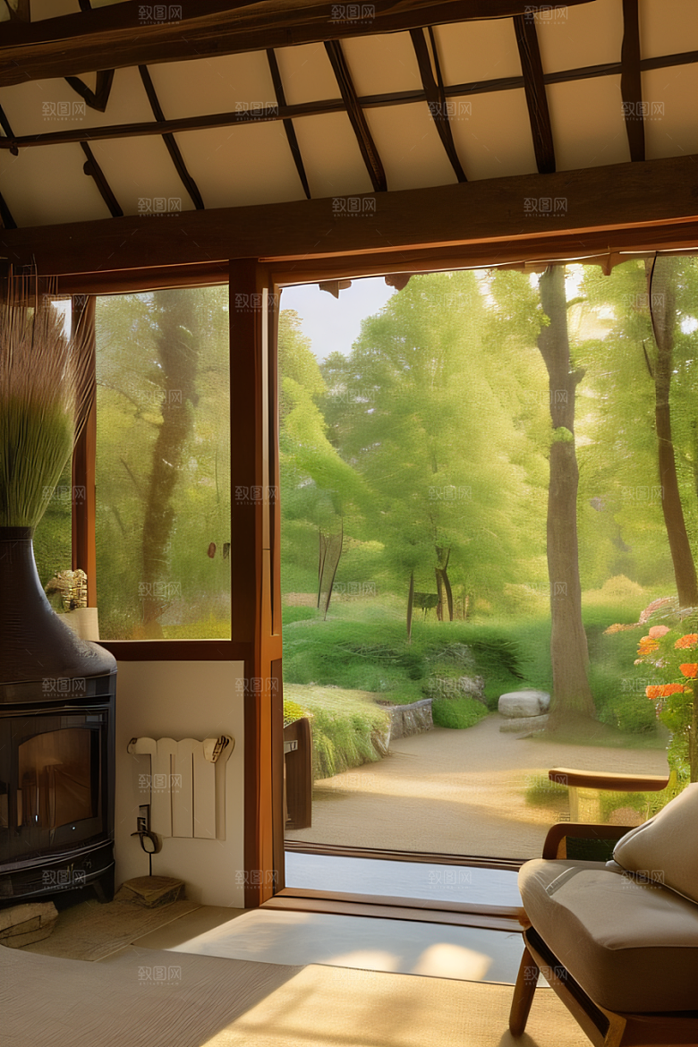 宁静乡居乡村小屋中的宜人风光