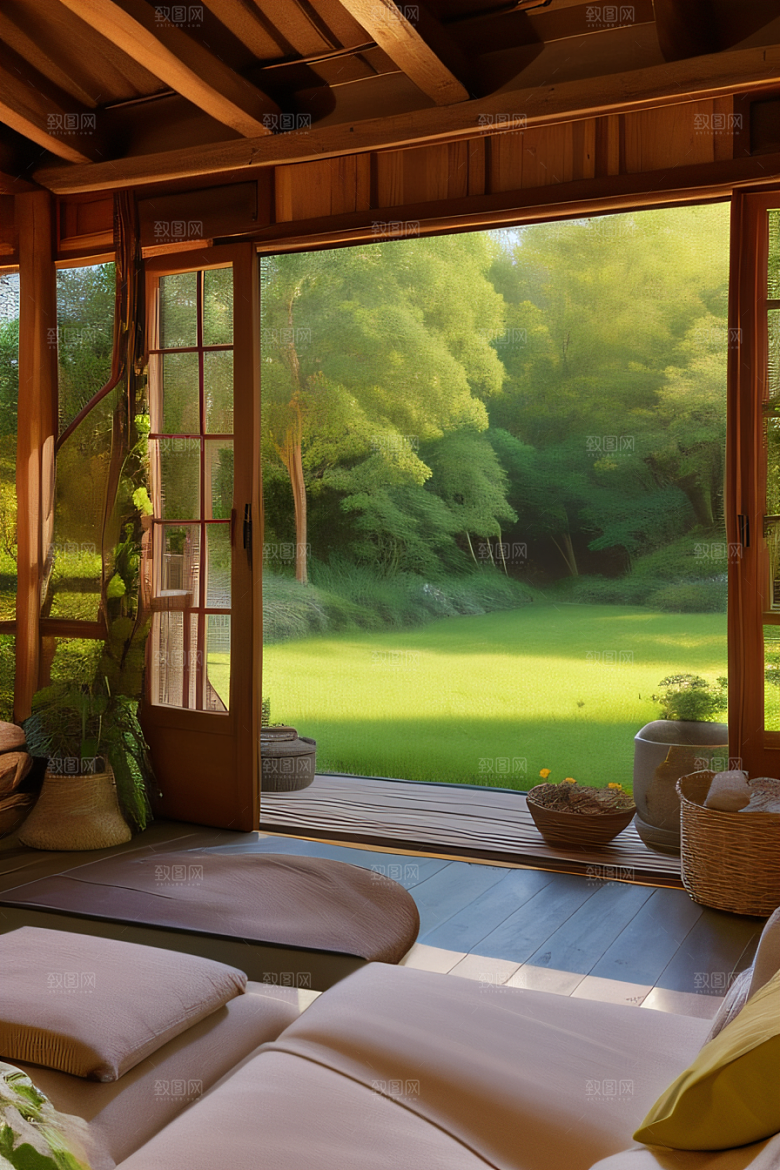 乡村小屋中的和谐与宁静