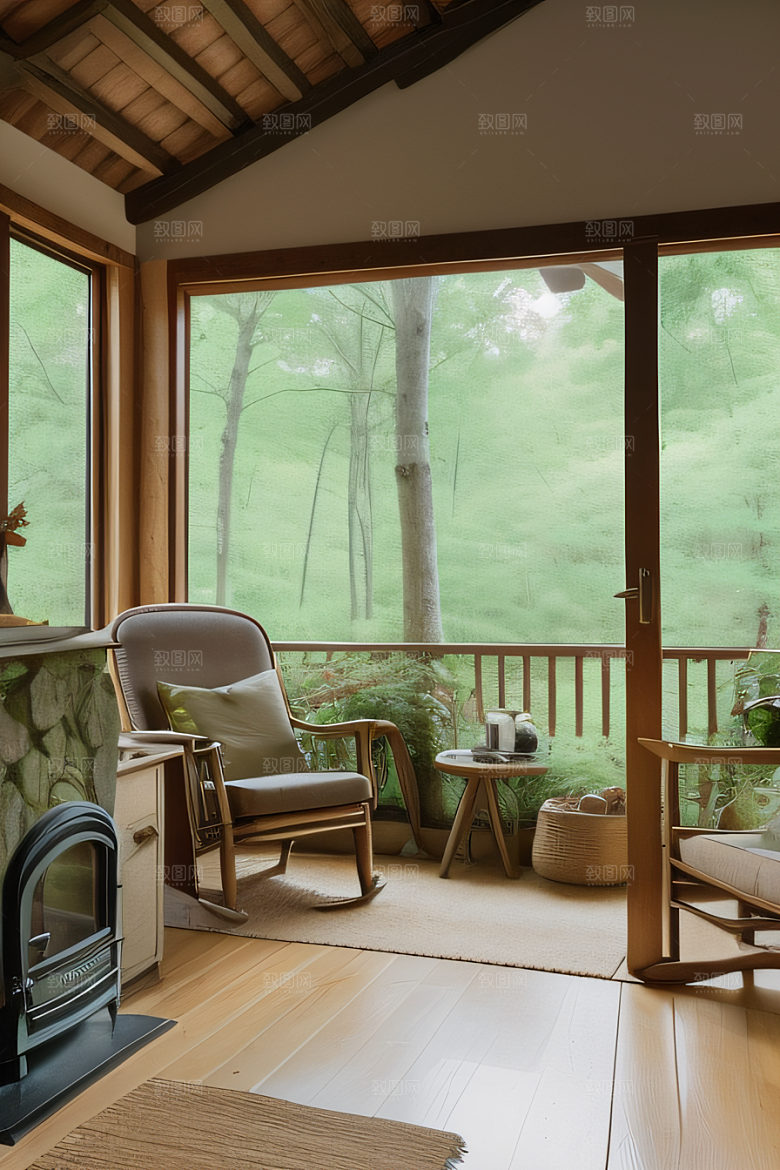 乡村小屋中的和谐与宁静