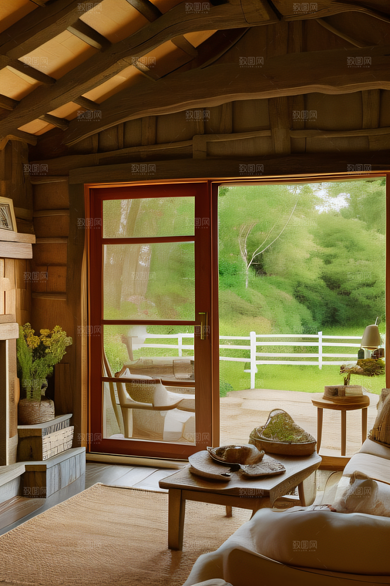 乡野风光宁静小屋中的自然之美