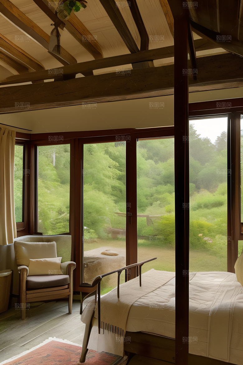 宁静乡居乡村小屋中的宜人风光