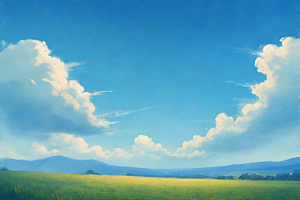 草原上明亮蓝天白云美丽景色