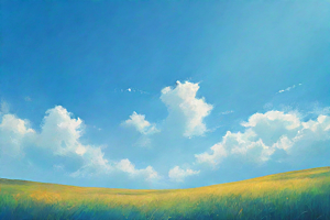草原上明亮蓝天白云美景