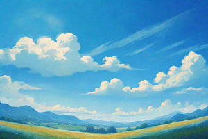 草原上明亮蓝天白云美景