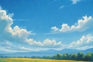 草原上明亮蓝天白云美景