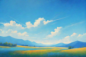 草原上明亮蓝天白云美景
