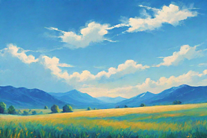 草原上明亮蓝天白云美景