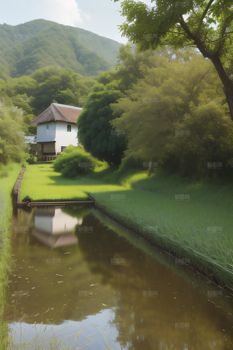 乡村怀旧乡村风景画的美丽图画