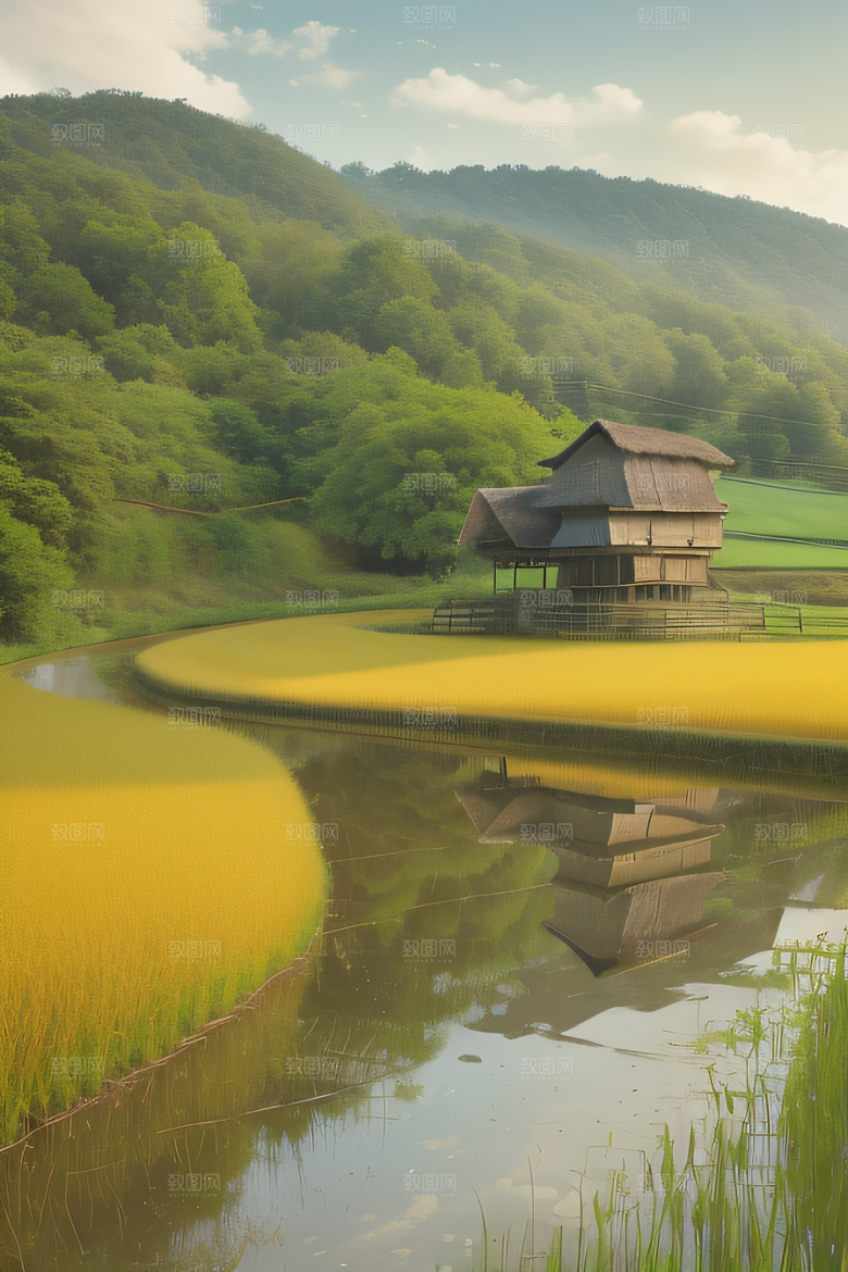 乡村怀旧乡村风景画的美丽图画