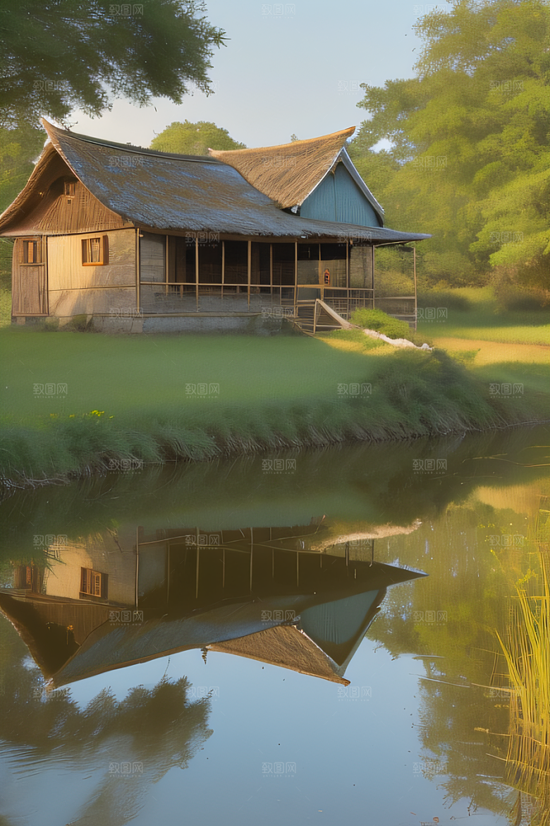 乡村怀旧乡村风景画的美丽图画