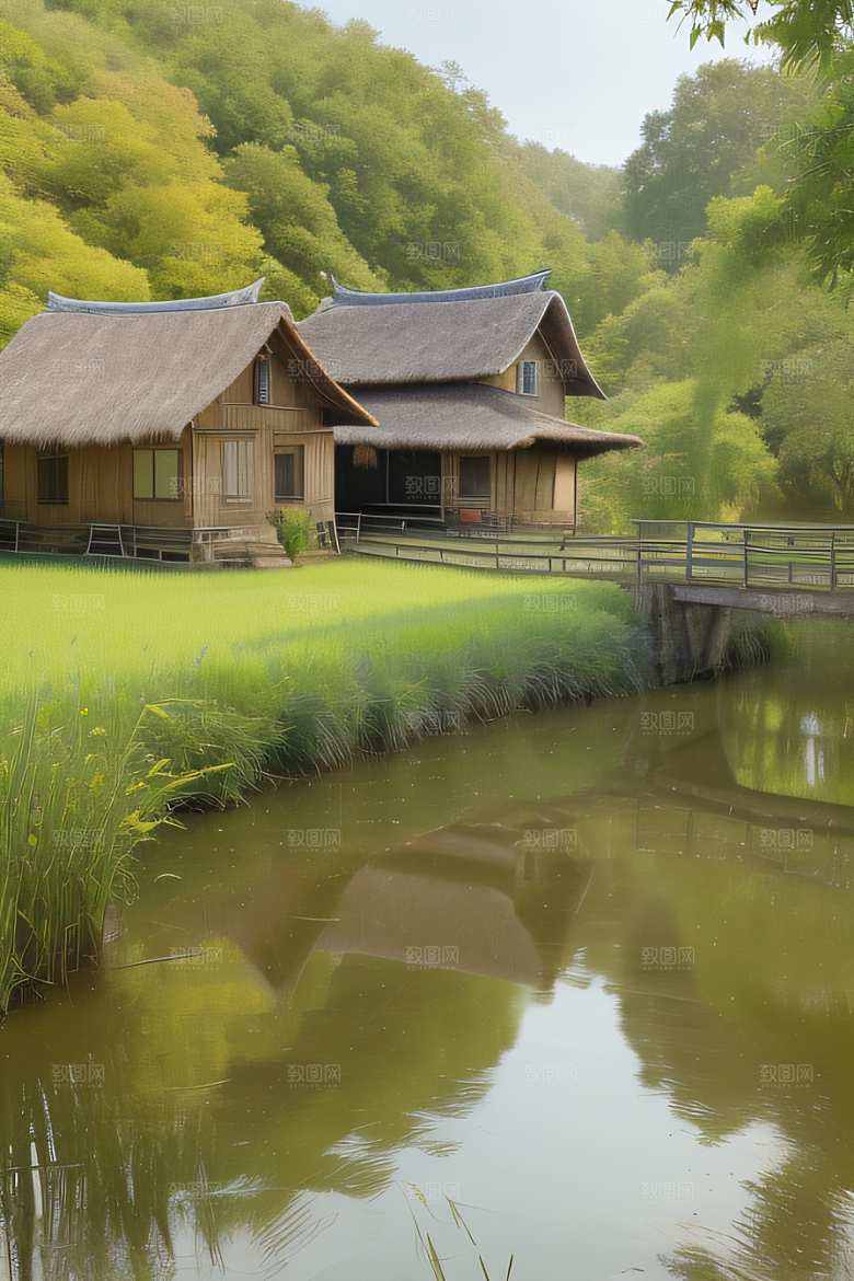乡村怀旧乡村风景画的美丽图画