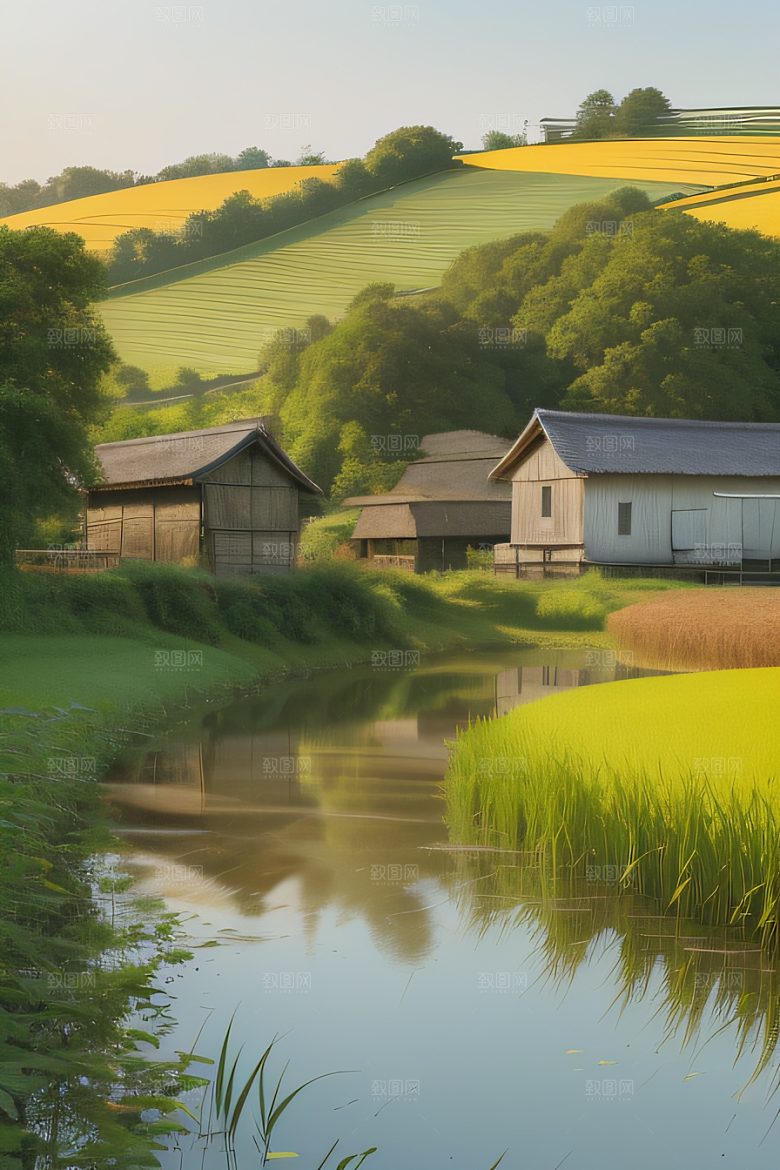 乡村怀旧乡村风景画的美丽图画