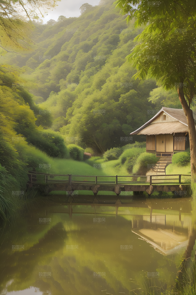乡村怀旧乡村风景画的美丽图画