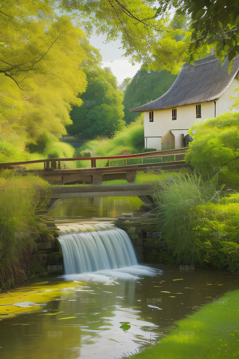 乡村怀旧乡村风景画的美丽图画