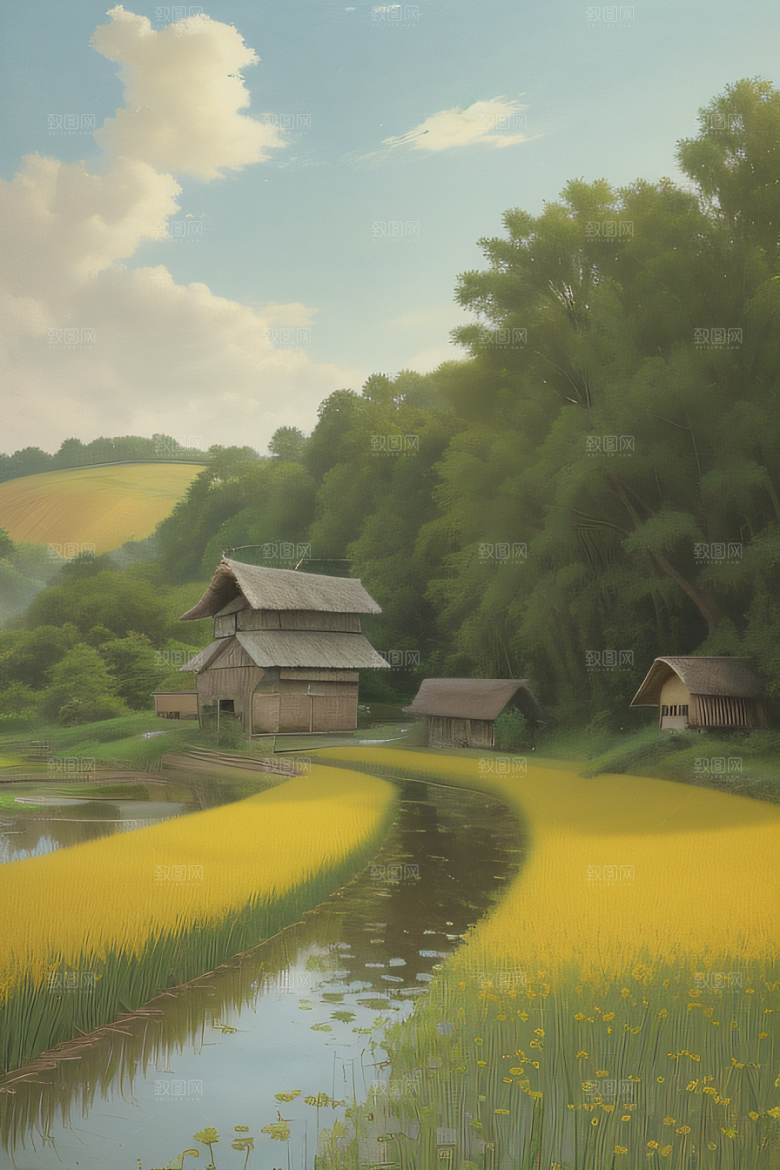乡村之美怀旧印象派艺术作品图画