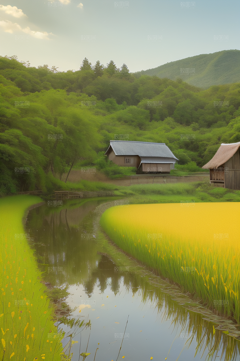 乡村怀旧乡村风景画的美丽图画