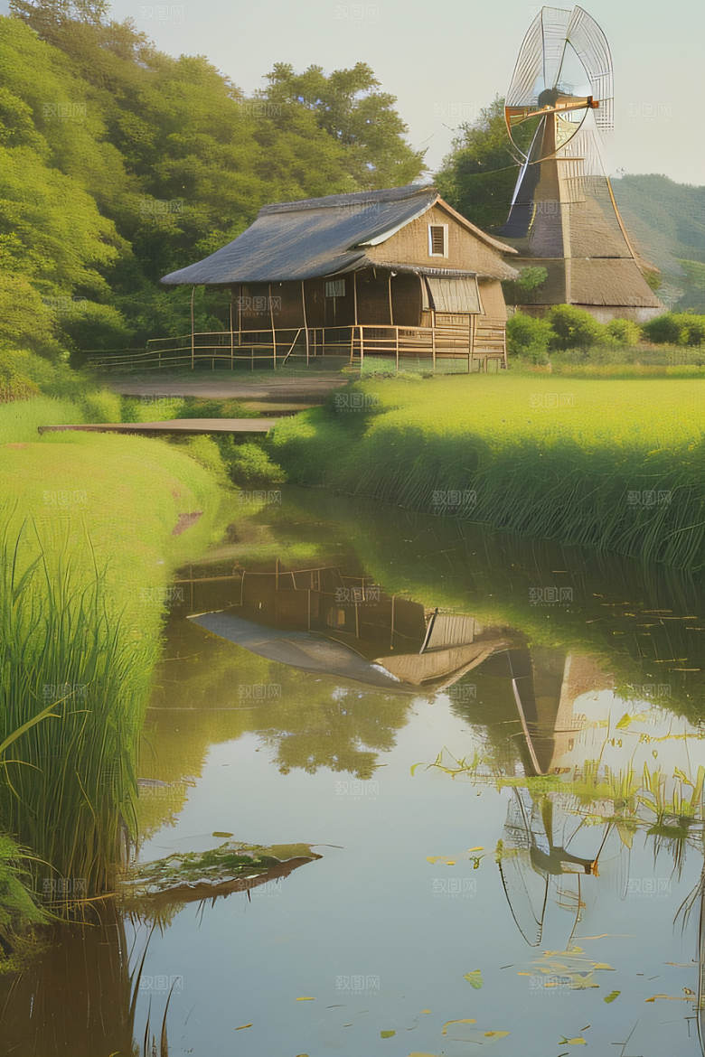 乡村怀旧乡村风景画的美丽图画