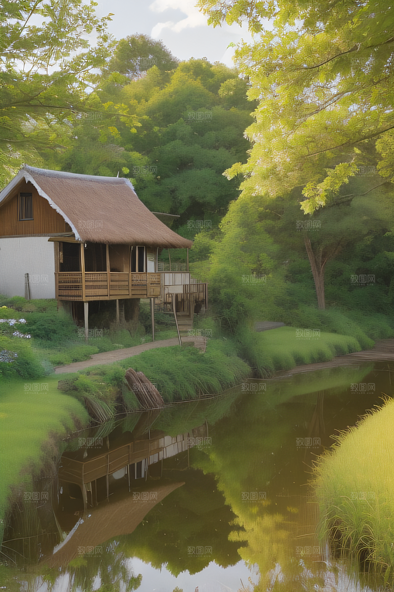 乡村怀旧乡村风景画的美丽图画