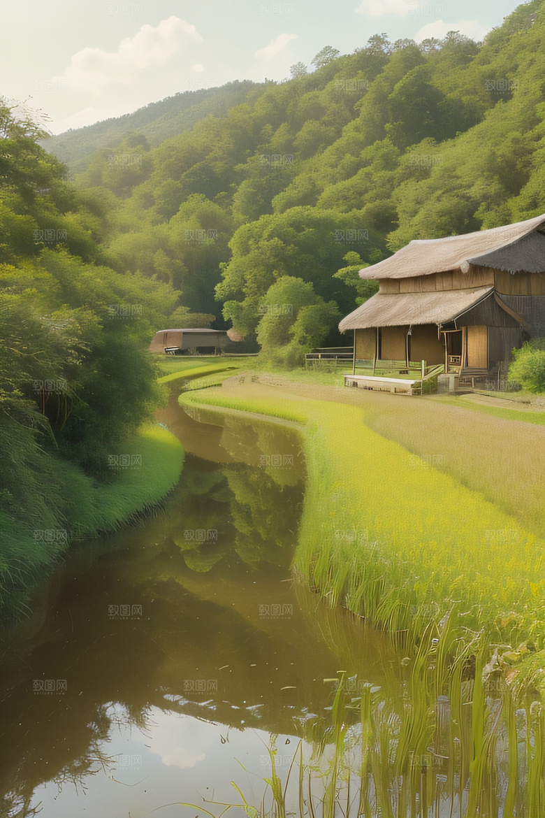 乡村怀旧乡村风景画的美丽图画