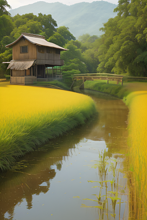 乡村怀旧乡村风景画的美丽图画