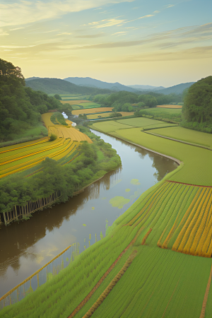 乡村怀旧乡村风景画的美丽图画