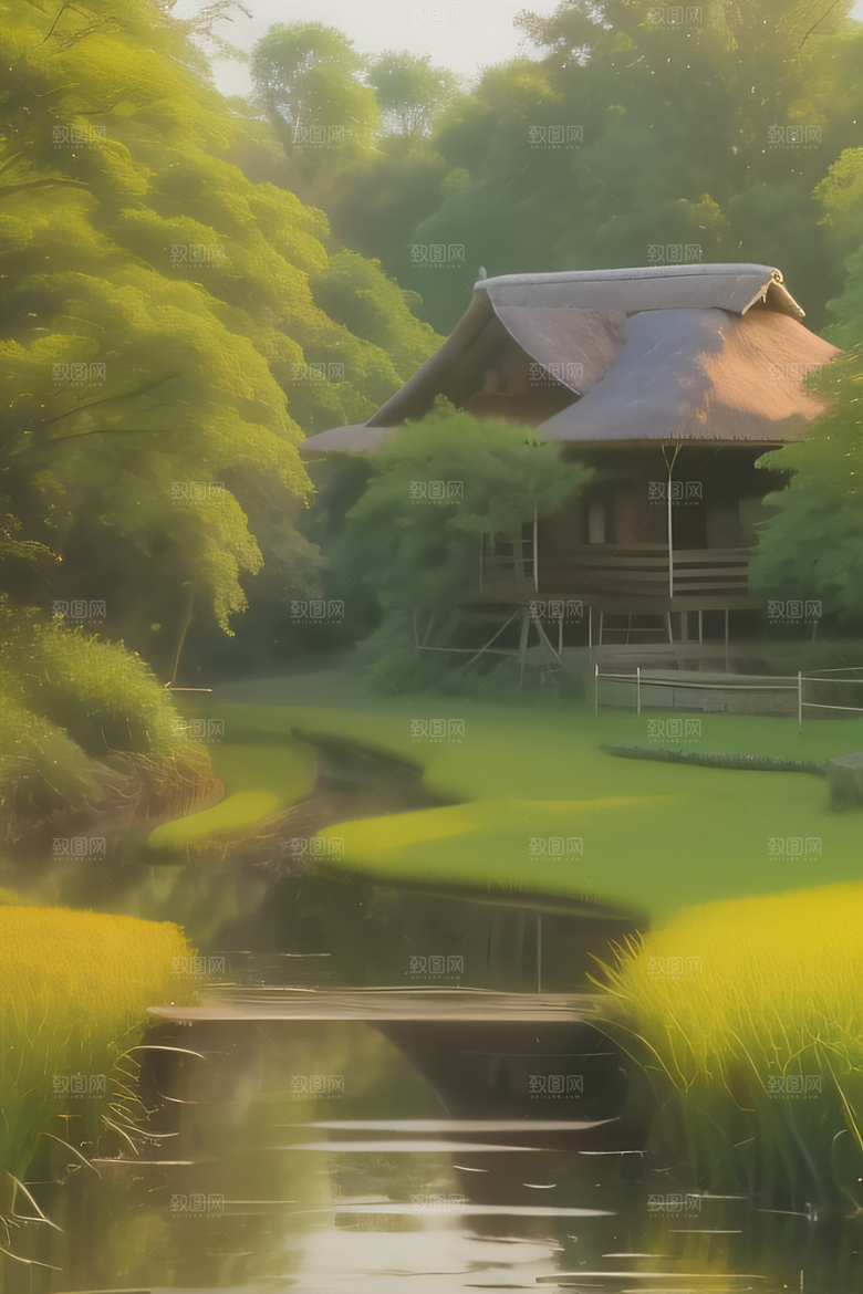 乡村怀旧乡村风景画的美丽图画