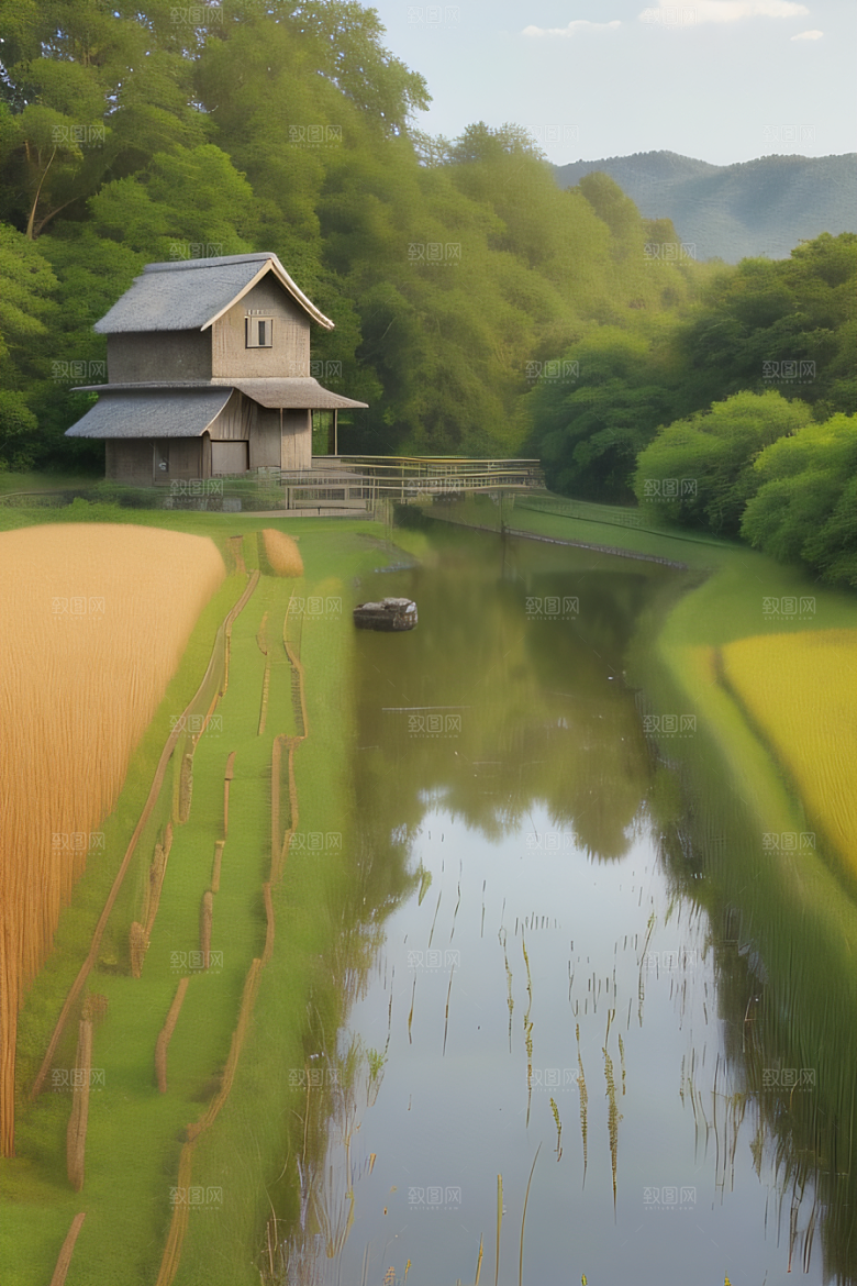乡村怀旧乡村风景画的美丽图画