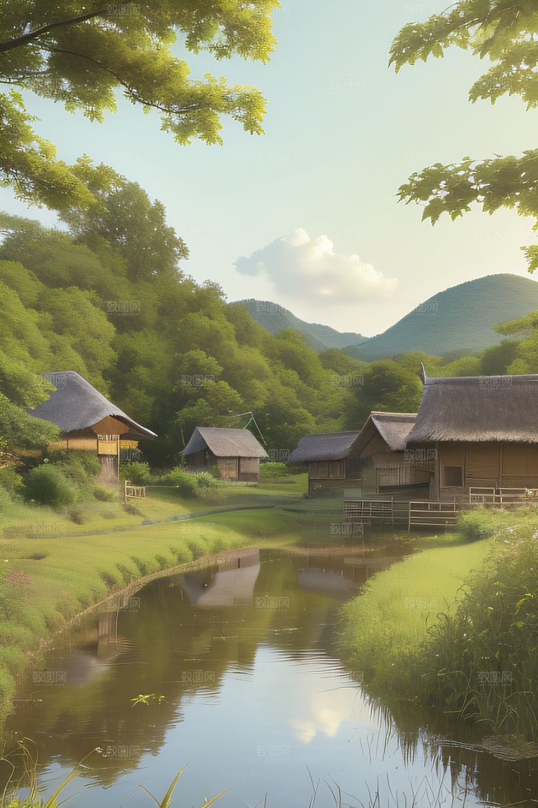 乡村怀旧乡村风景画的美丽图画