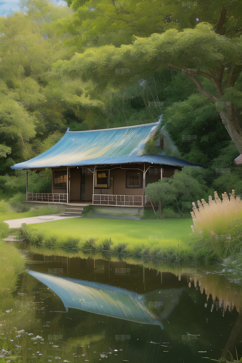 清新乡野印象派乡村插画图画