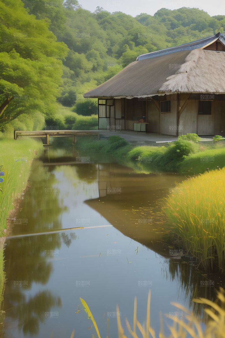 清新乡野印象派乡村插画图画