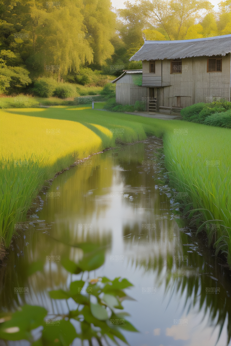 清新乡野印象派乡村插画图画