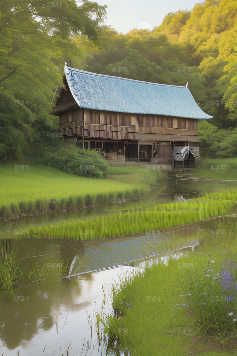清新乡野印象派乡村插画图画