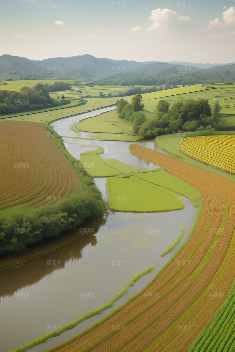 清新乡野印象派乡村插画图画