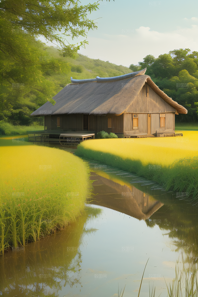 清新乡野印象派乡村插画图画