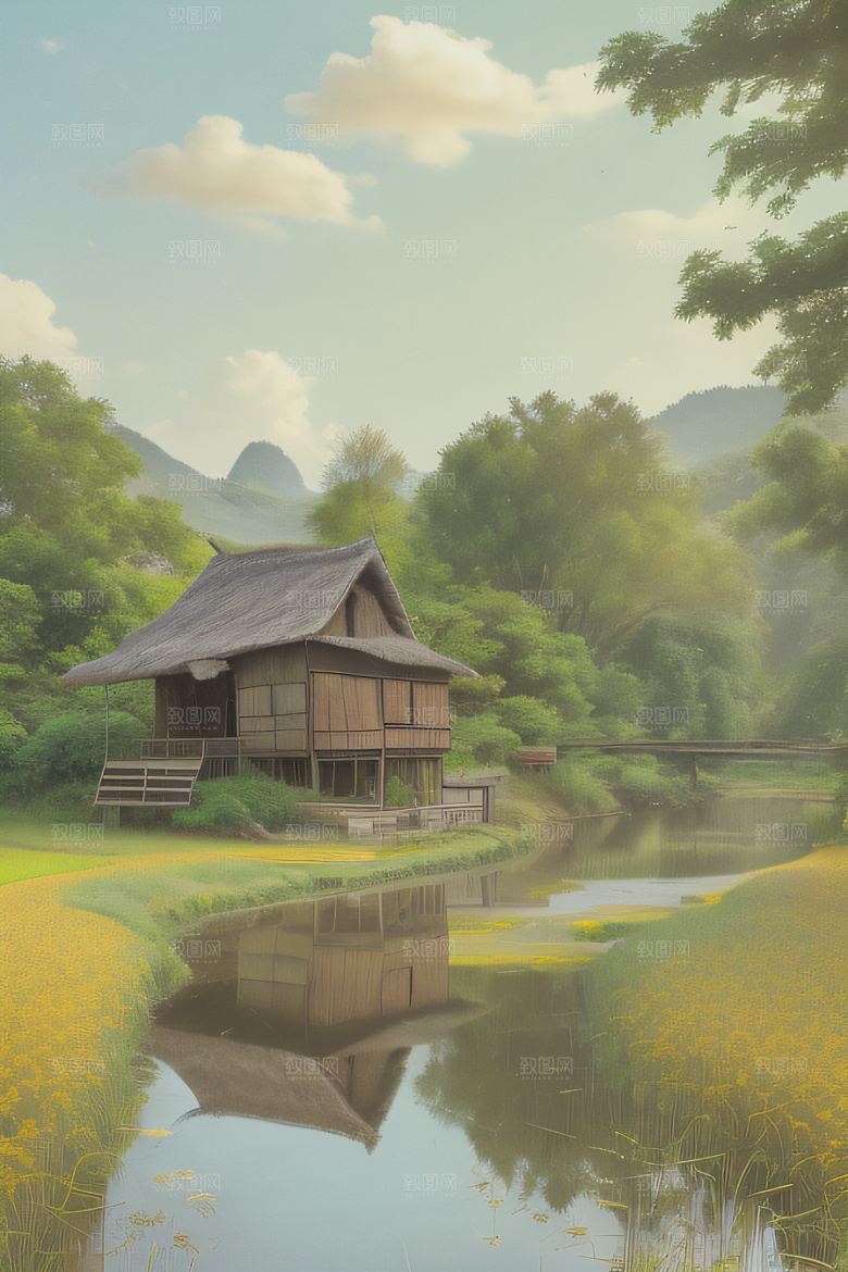 乡村之美怀旧印象派艺术作品