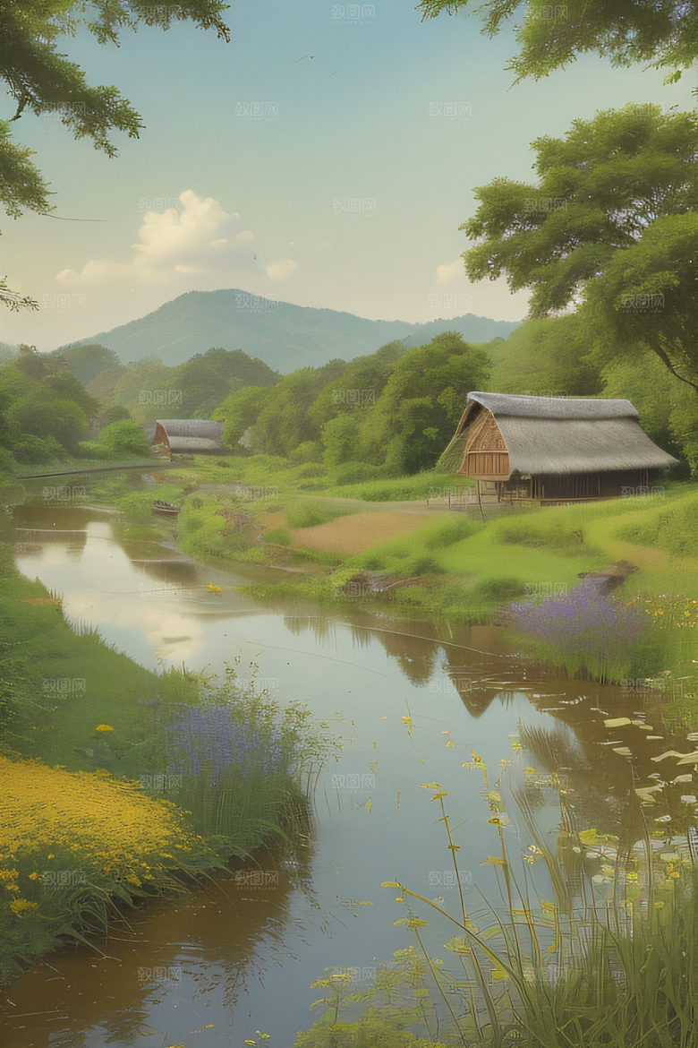 乡村之美怀旧印象派艺术作品