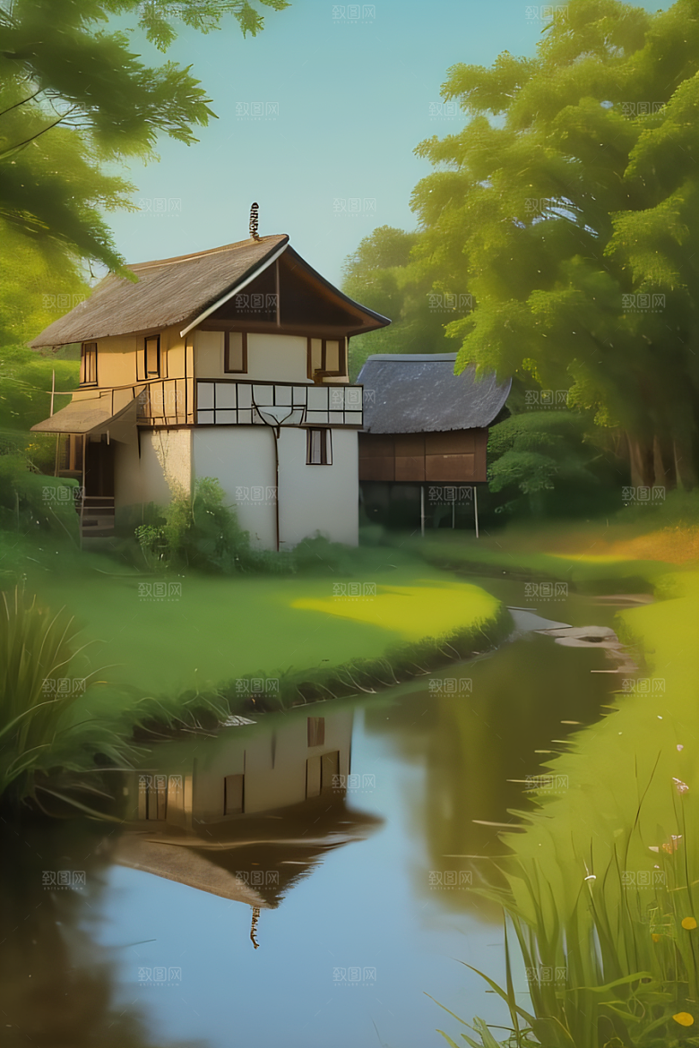 乡村之美怀旧印象派艺术作品