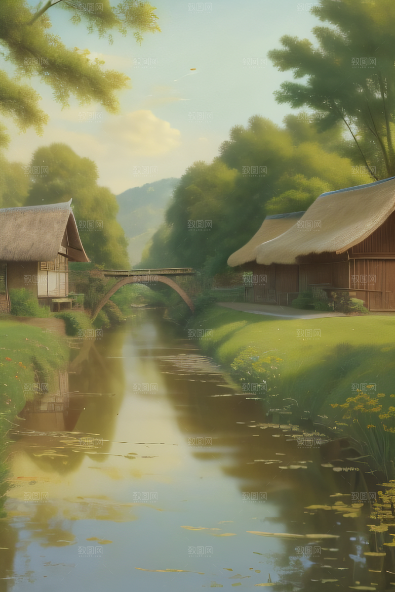 乡村怀旧乡村风景画的美丽