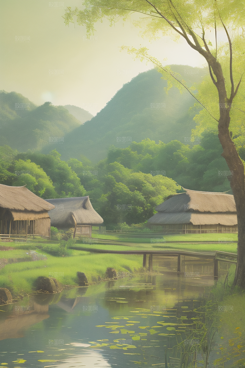 乡村怀旧乡村风景画的美丽